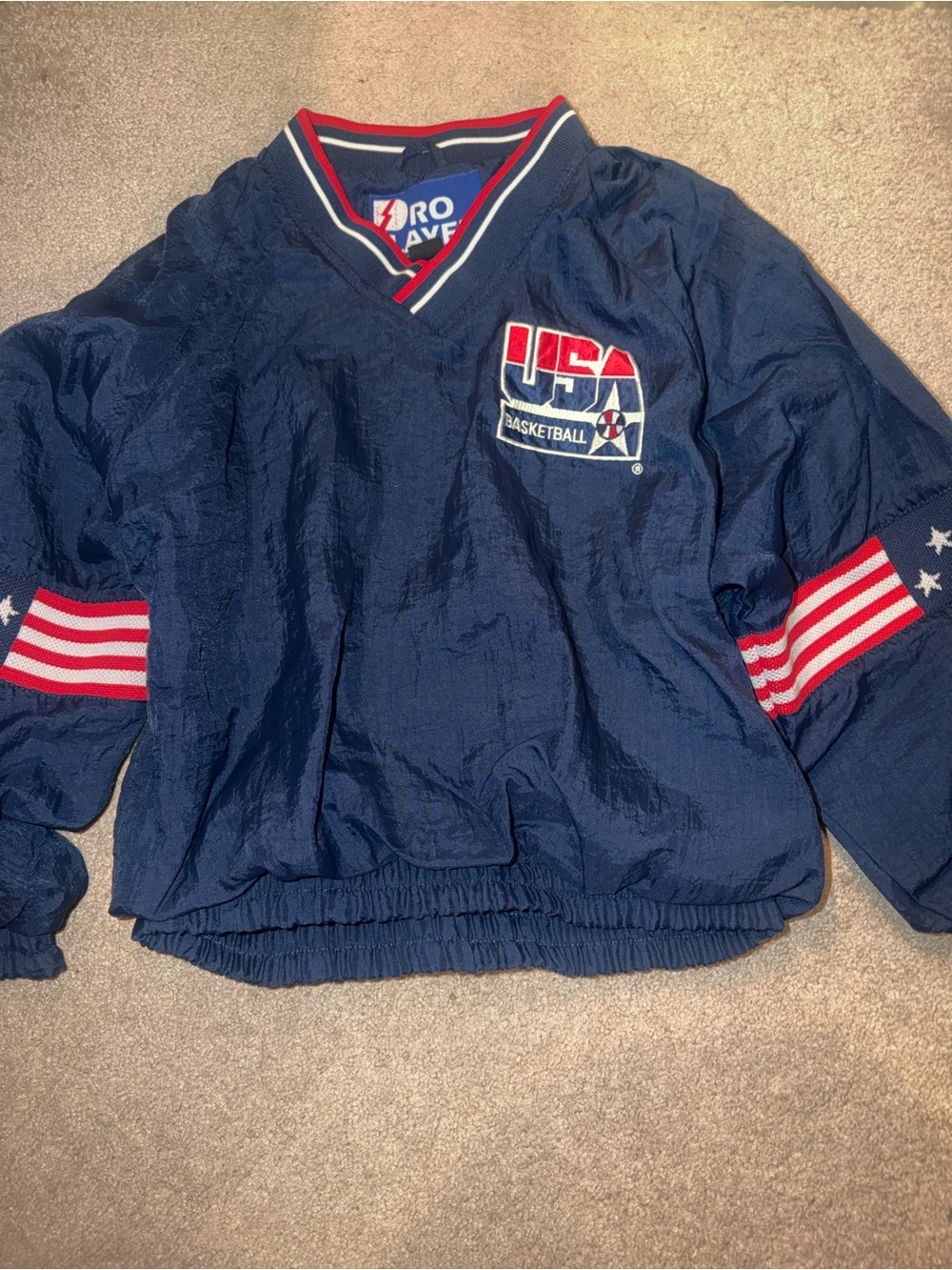 USA Pro Player Pro Basketball Youth Kids Medium 12-14  Navy& Blue Jacket 1990s